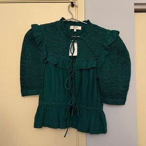 Sea New York Teal Ruffled Blouse